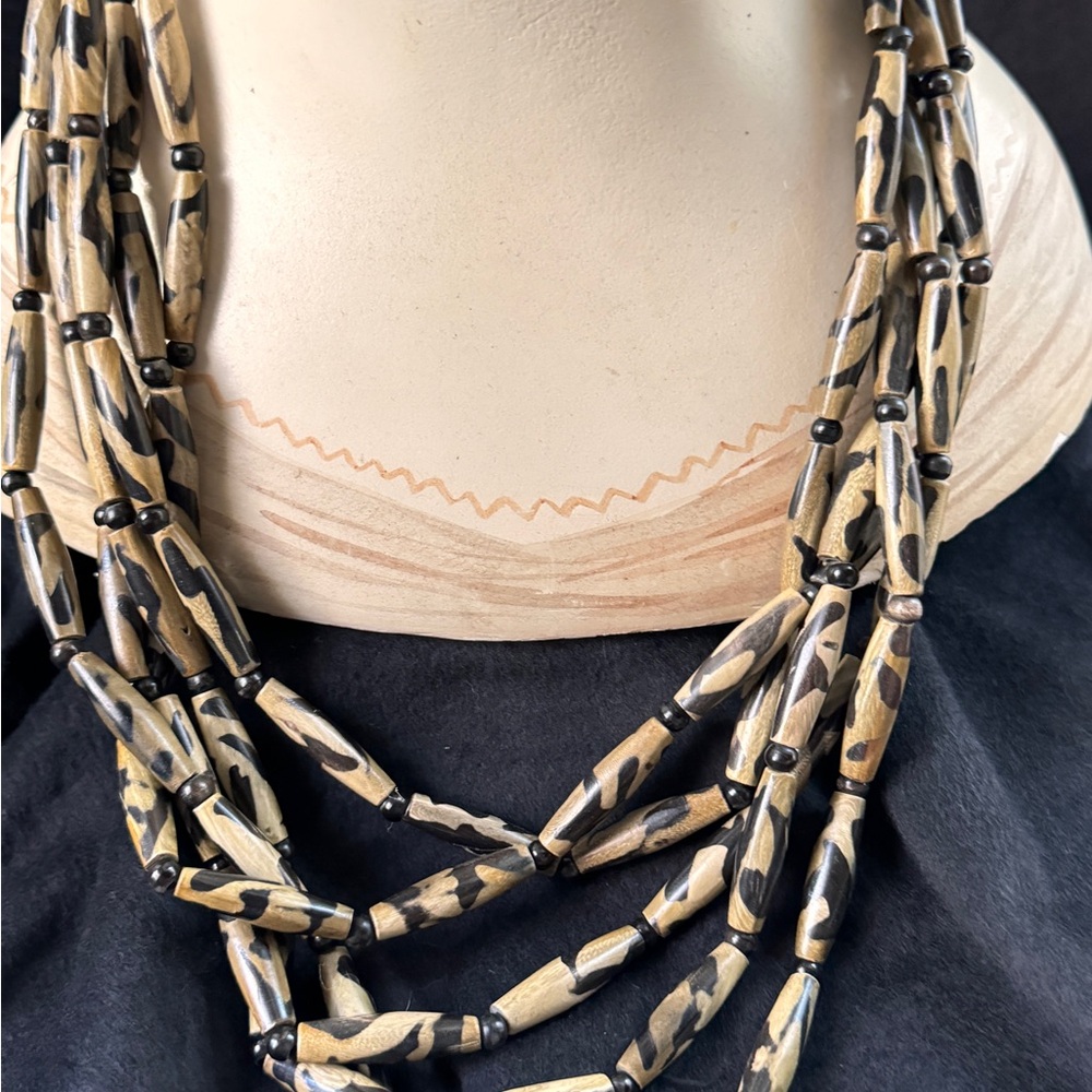 Monies Black and Tan Multi-Strand Necklace